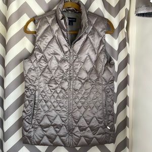 Metallic taupe quilted vest